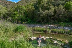 Miri enjoying the hot spring