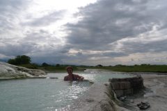 Miri enjoying the hot spring